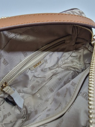 DKNY Faye Zip Top Small Logo Camera Crossbody Bag Brown - Picture 11 of 12