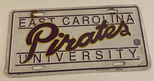 Vintage East Carolina Pirates University Car tag Plate  NC