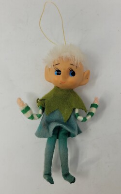 RARE JAPAN Vintage Christmas Hanging Elf Pixie Holiday Christmas Green 1900's 
