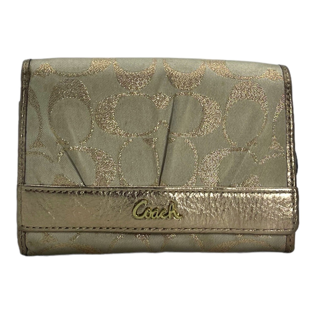 Vintage COACH Signature Metallic Jacquard Leather Medium