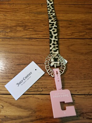 Juicy Couture Womens SM Black Brown Leopard Gold Buckle Belt Oval Adjustable NWT Womens Juicy Couture Black Brown Leopard Gold Buckle  main image 3