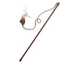OurPets Play-N-Squeak Teathered  Feathered Play Wand Cat Toy, for All Breed ...