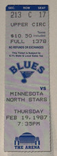 2/19/87 St Louis Blues Minnesota North Stars Full Season Ticket Stub Broten Goal