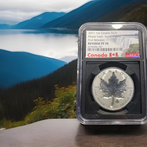 2021 CANADA $20 MAPLE LEAF SILVER 1 oz SUPER INCUSE NGC REVERSE PF70 BLACK #2054