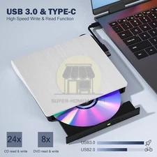 Slim Drive Disc Player External DVD Burner CD RW Writer Laptop Desktop USB 3.0