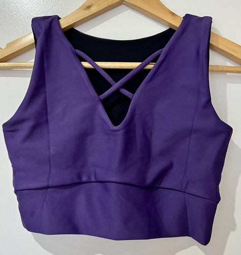 Exotica Sports Bra/Top Womens Small Purple Performance Reversible Comfort Crop - Picture 2 of 3