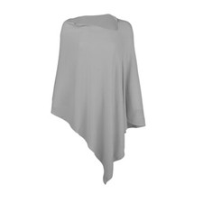 Women's Poncho Soft Gray Lightweight One Size Fits Most 14" Neck Opening
