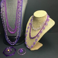 Purple Plastic Jewelry Lot Juvenile Dolphin Flower Heart Necklace Bracelet Ring