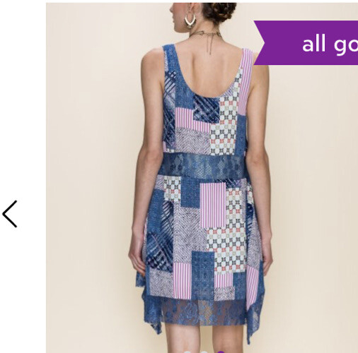 b-SHARP Patchwork Dress Tunic Lace-Trim Handkerch… - image 6