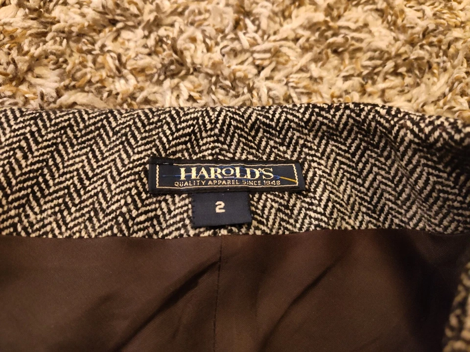 Harolds Skirt Womens 2 Brown Herringbone Straight Knee Length Wool - Image 4 of 4