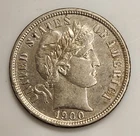 1900-S Barber Silver Dime .10 in AU Condition