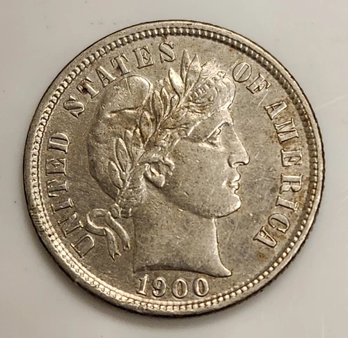 1900-S Barber Silver Dime .10 in AU Condition