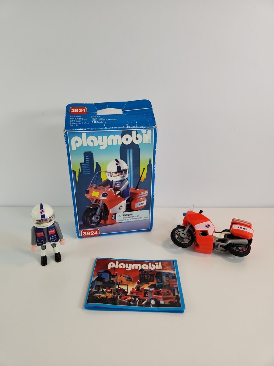 Open Box Playmobil 3924 Motorcycle Paramedic Vintage Playmobile