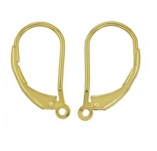 18k Gold Over Sterling Silver Leverback French Earring Hook Ear Wire 2Pcs/A Pair