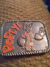 VINTAGE 1980 POPEYE W/ SPINACH CARTOON BELT BUCKLE