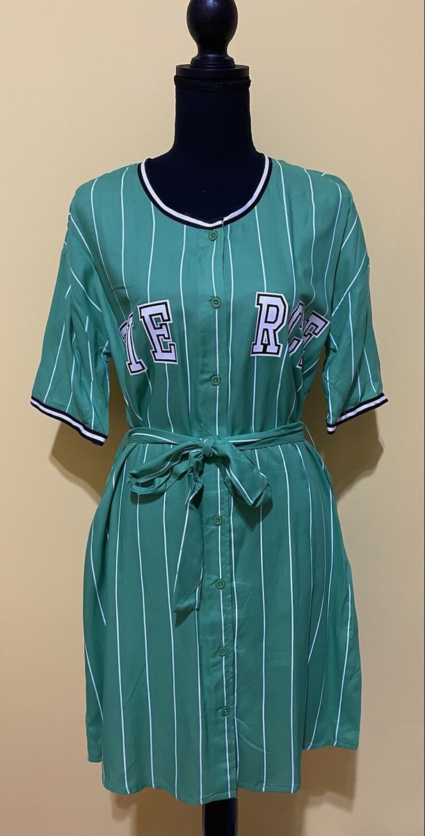 baseball jersey dress womens Blessed Pinstripe . Size Small. Color Green baseball jersey outfit