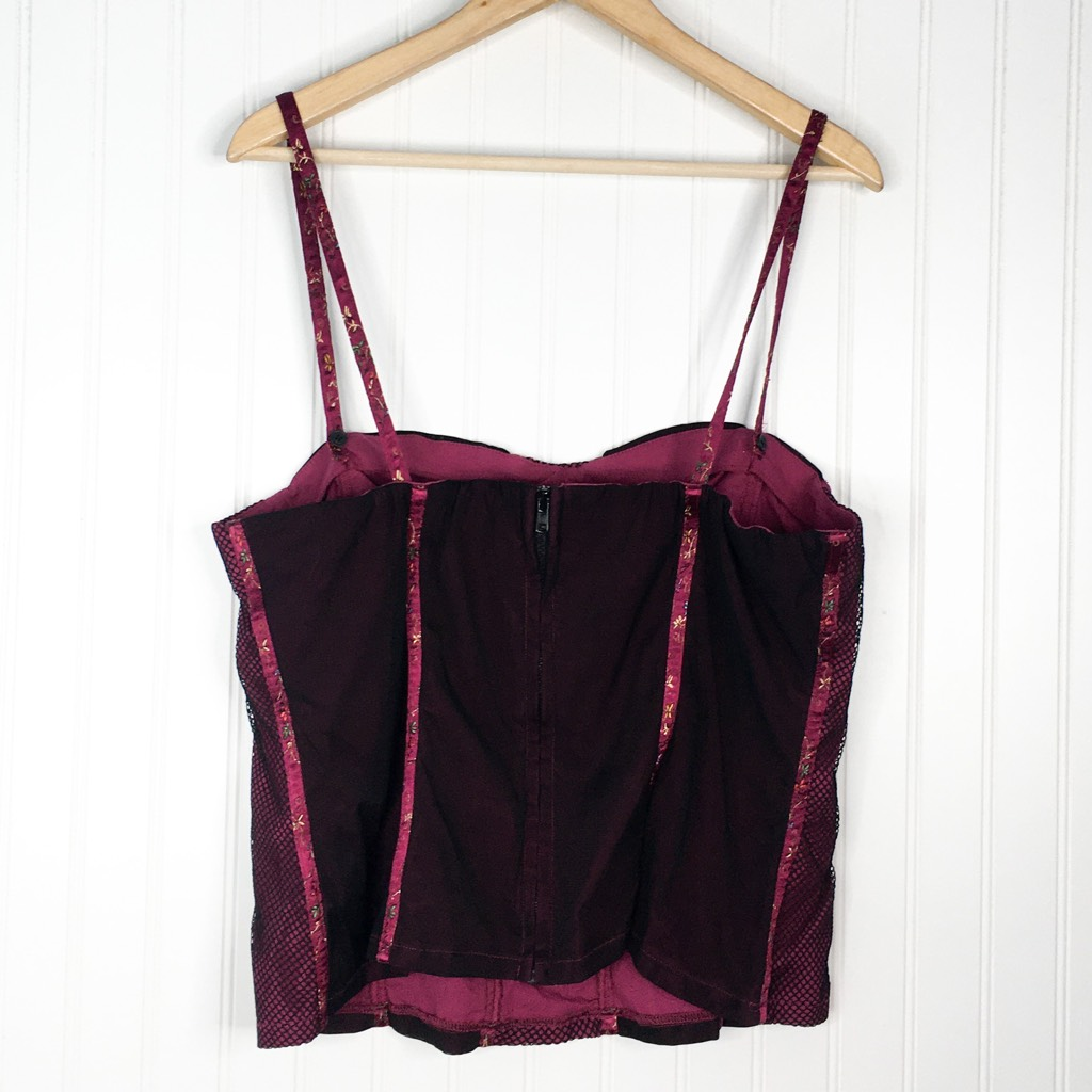 Tripp NYC Womens Tank Top Corset Pink Black Striped Stretch