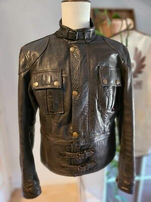 Belstaff Tourmaster Trophy Antique Black Leather Jacket Size XL  Malenotti Era