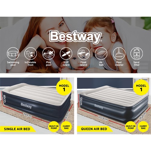 Bestway Air Bed Inflatable King Queen Single Bed Mattress Sleeping Mat with Pump - Picture 2 of 154