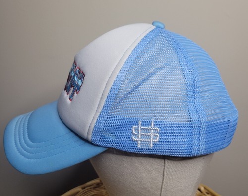 Hollywood Hideout Trucker Hat Cap Light Blue Embroidered Snapback Mesh Back - Picture 3 of 9