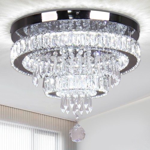 2 Packs Crystal Chandeliers LED Flush Mount Ceiling Lights for Bedroom Hallway - Picture 59 of 87
