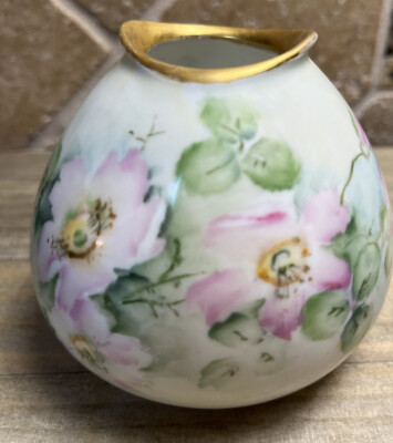 RS Prussia Germany Porcelain Hand Painted Pink Rose Hips Floral Small ...