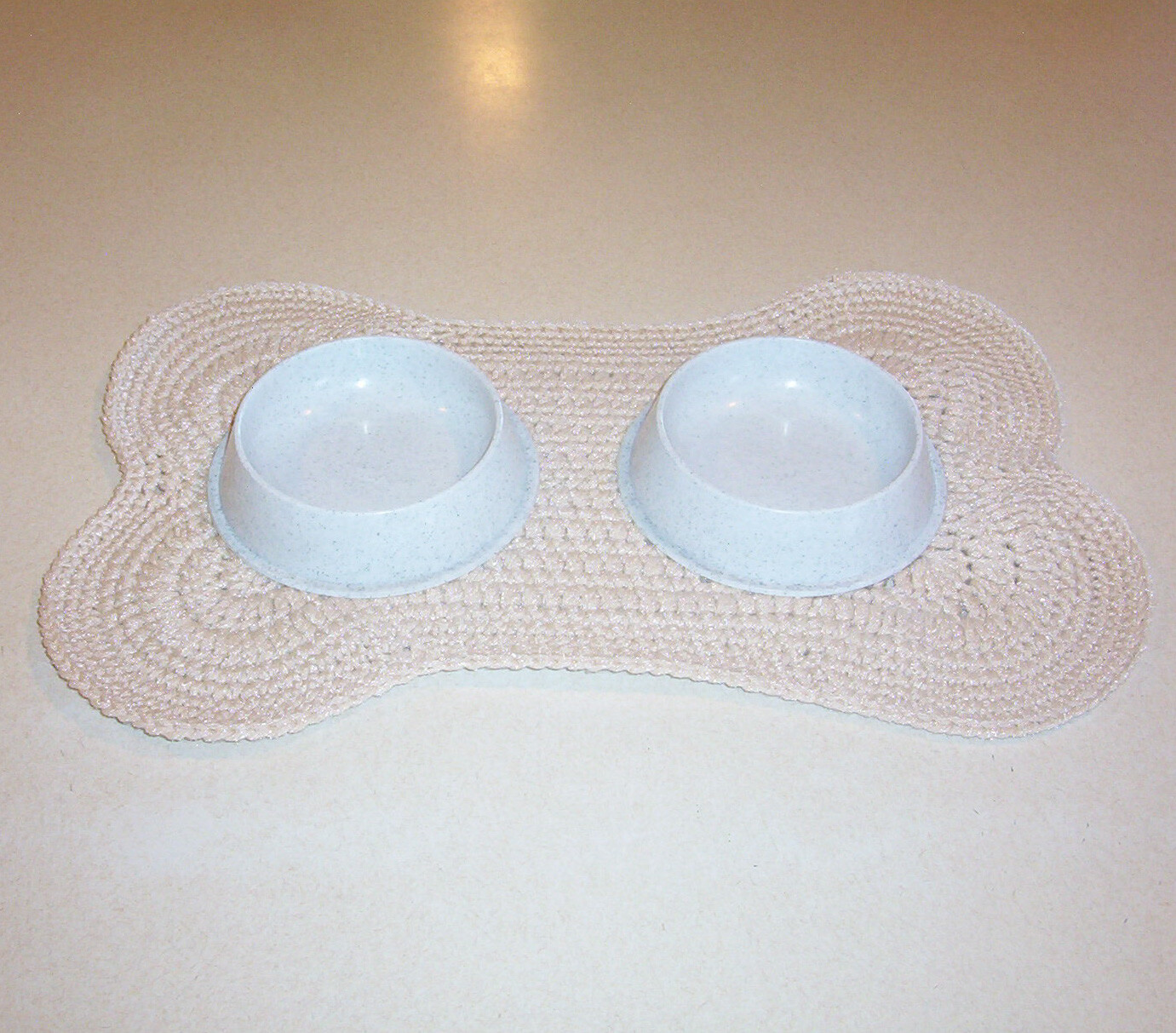 Dog Bone Bowl Mat or Rug Tan