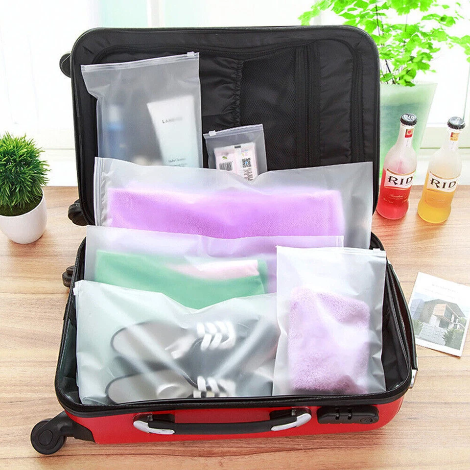 20x Frosted Resealable Travel Storage Zip Lock Bags Ideal For Clothes Packaging - Image 3 of 4