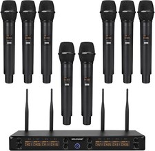 8-Channel Wireless Microphone System, UHF 500MHz Set 8 Cordless Mic I Melonare