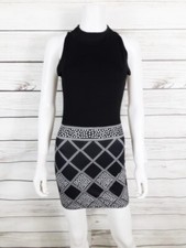 CBR Womens Bodycon Mini Dress Sz S Black & White Polka Dots Stretch Sleeveless