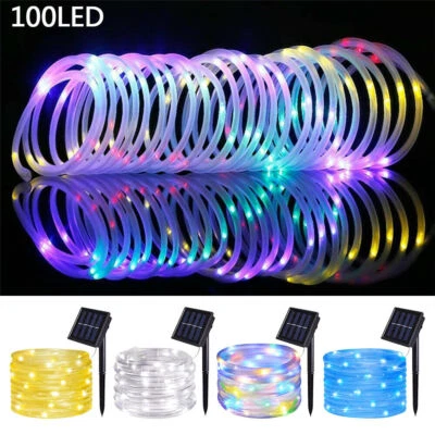 Solar Rope Lights Outdoor Waterproof LED PVC Tube Fairy String Light Garden xmas