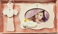 Dicksons Girl Baby Baptism 4"x6" Frame  7" Cross Gift Set/ New