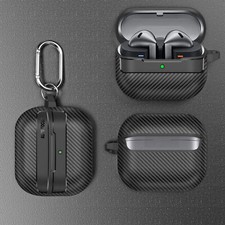For Samsung Galaxy Buds 3/3 Pro Shockproof Carbon Fiber Pattern Case  Keychain