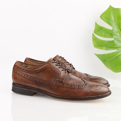 Johnston Murphy Mens Conard Oxford Size 10 M Brown Leather Wingtip Dress Shoe