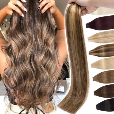 #CYW Tape Hair 100% Real Remy Human Hair Extensions Russian Skin Weft Thick 200G