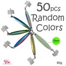 50pcs 2.8oz Colt Sniper jigs 80g Vertical jig 3561D-DT MUSTAD Hook Random colors