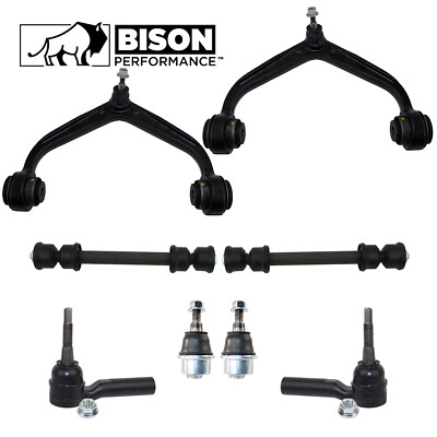 Bison Performance 8pc Front Upper Control Arm Sway Bar Tie Rod Kit For Chevy GMC