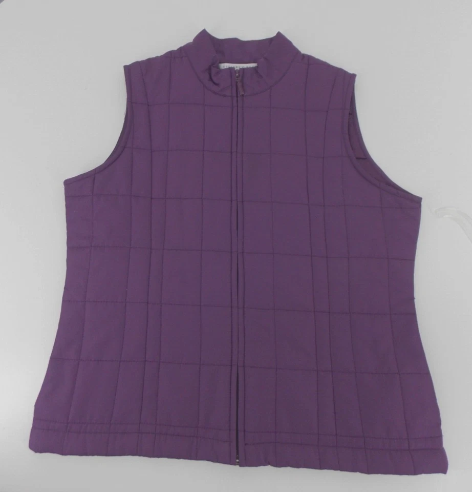Chaleco Deportivo Geoffrey Beene Para Mujer Talla S Poliéster Púrpura Cremallera Frontal Acolchado Foto 2 de 4