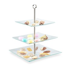 Etagere Servierst&auml;nder Cupcake-St&auml;nder Snackst&auml;nder eckig transparent 3-st&ouml;ckig