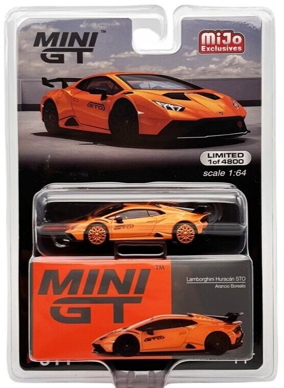 Chase! Mini GT 1:64 Lamborghini Huracán STO Arancio Borealis Model