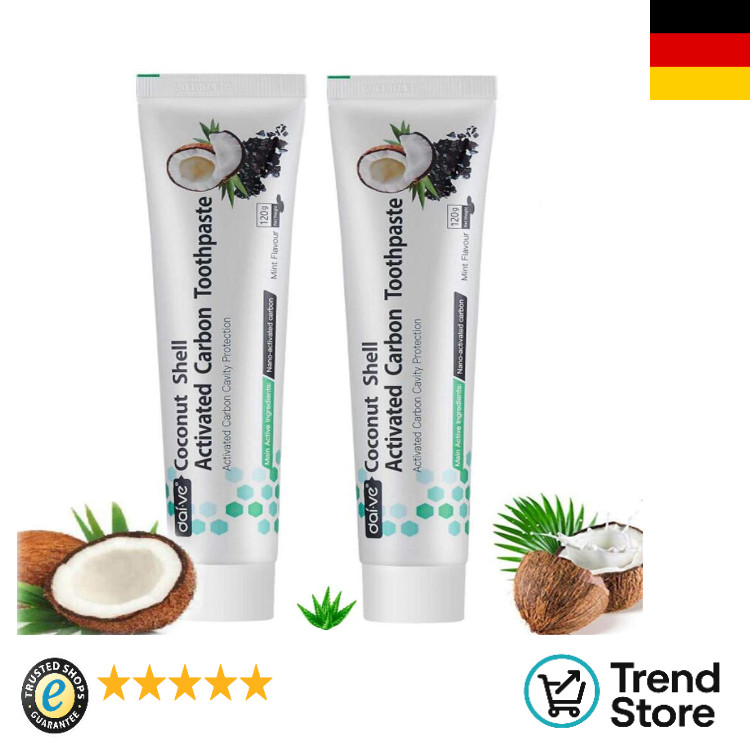 Kokos-Aktivkohle Zahnpasta | Fluoridfrei | Whitening