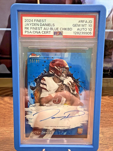 2024 Topps Finest Jayden Daniels Blue Checkerboard Auto /99 PSA 10 Auto10
