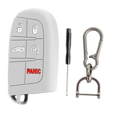 Silicone Key Fob Cover, 5 Button Remote Key 1 Gray Key Fob Case  1 Keychain