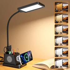 Desk Lamp with Wireless Charger,  LED Desk Lamps for Home Office, Eye-Caring LED