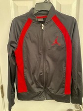 Air Jordan Boy  s Jacket Size Medium 10 - 12 years Black Red Long Sleeve Zip Up