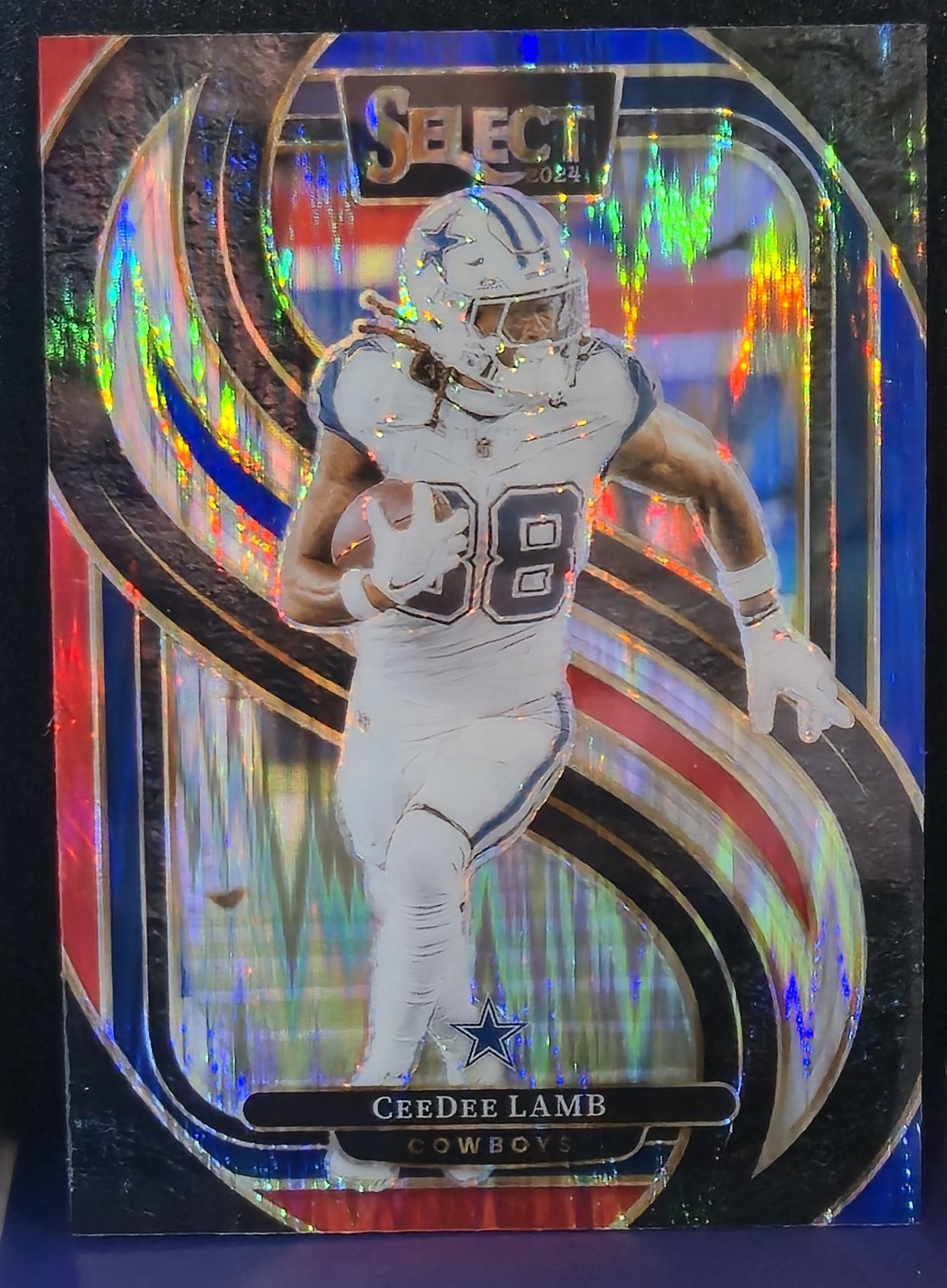 2024 Panini Select - Premier Level CeeDee Lamb #135 Red & Blue Shock Prizm