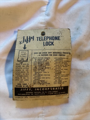 Vintage Jiffy Telephone Lock w 2 Keys, Keeps Phone Bills Down, 1966 For Rotary - Picture 2 of 4