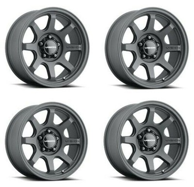 Set 4 17'' Vision Off-Road 351 Flow Satin Black Wheels 17x8 5x120 30mm Rims