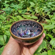 JZ220721-291 Jianzhan Chinese Tea Bowl Tenmokus Tea Cup with Colorful Glaze