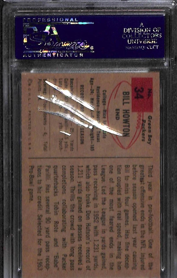 1954 Bowman #34 BILL HOWTON PSA 8 NM-MT 24153178 - Image 2 of 3